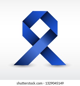 Modern 3d style geometric blue awareness ribbon. 