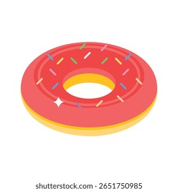 Modern 3d style icon of sprinkled donut dessert