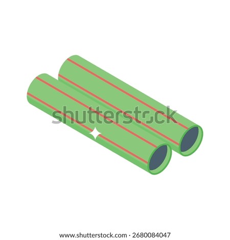 Modern 3d style icon of stacked plastic pipes