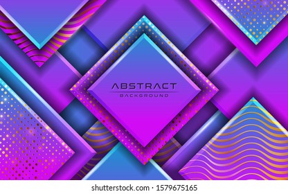 Modern 3D style purple background. Rectangle background with a combination of dots and lines. 