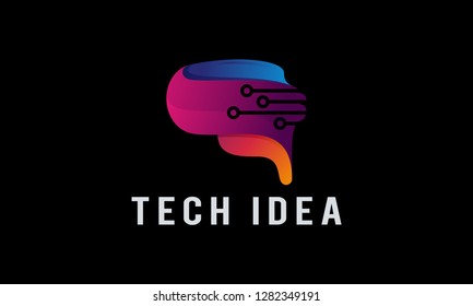 Modern 3D Technology Idea Logo template designs, vector illustration Brain logo