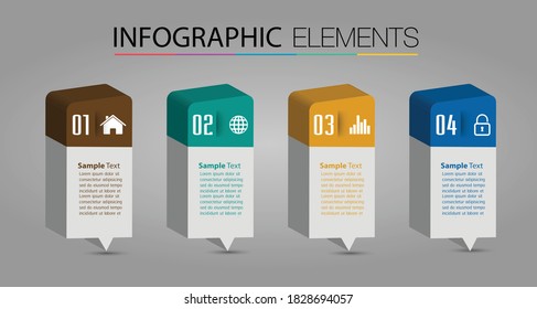 plantilla de cuadro de texto 3D moderna, banner Infografías