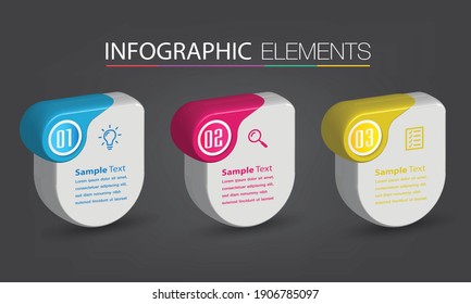 plantilla de cuadro de texto 3D moderna, banner Infografías