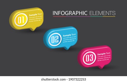 modern 3D text box template, banner Infographics