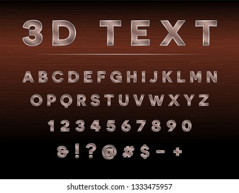 Modern 3D Text Brown Black Silver With Hexagon Texture. 