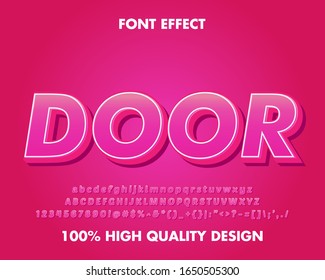 Modern 3d Text Effect Pink with Extrude and Shadow for Sticker, Title and Headline. Full set Alphabet. Premium Vector