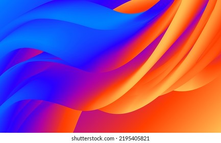 Modern 3d texture. Color mix. Fluid gradient mesh. Abstract wavy background. Dynamic vibrant colour flow. Template for posters, ad banners, brochures, flyers, covers, websites. EPS vector image.