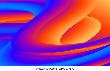 Modern 3d texture. Color mix. Fluid gradient mesh. Abstract wavy background. Dynamic vibrant colour flow. Template for posters, ad banners, brochures, flyers, covers, websites. EPS vector image.