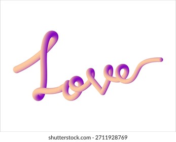 Moderno 3D Tubular Tipografía Script Palabra Amor con Efecto Gradiente