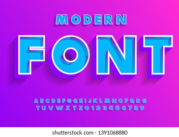 Modern 3d vector alphabet and font. Original letters and numbers with modern gradients. Vector illustration.