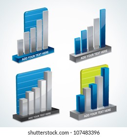 Modern 3d vector graph or diagram set