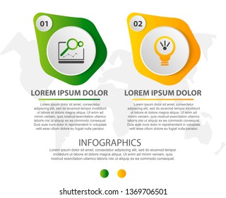 Modern 3D vector illustration. Circular infographic template with two elements. Icons and text. Designed for business, presentations, web design, applications, interfaces, diagrams with 2 steps