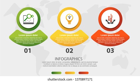 Modern 3D vector illustration. Circular infographic template with three elements, icons and figures. Designed for business, presentations, web design, applications, interfaces, diagrams with 3 steps