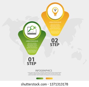 Modern 3D vector illustration. Circular infographic template with two elements, icons and figures. Designed for business, presentations, web design, applications, interfaces, diagrams with 2 steps