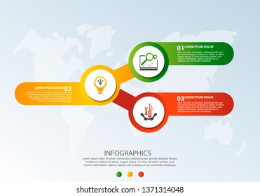 Modern 3D vector illustration. Circular infographic template with three elements and icons. Timeline designed for business, presentations, web design, applications, interfaces, diagrams with 3 steps