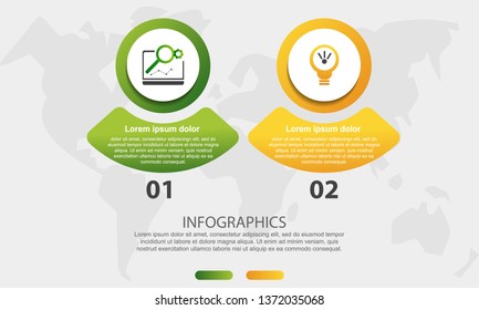 Modern 3D vector illustration. Circular infographic template with two elements, icons and figures. Designed for business, presentations, web design, applications, interfaces, diagrams with 2 steps