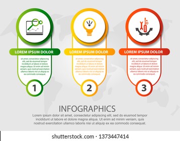Modern 3D vector illustration. Circular infographic template with three elements, icons and figures. Designed for business, presentations, web design, applications, interfaces, diagrams with 3 steps.