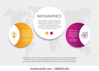 Modern 3D vector illustration. Circular infographic template with two elements. Icons and text. Designed for business, presentations, web design, applications, interfaces, diagrams with 2 steps.