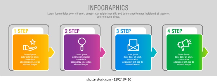 Modern 3D vector illustration. A rectangular infographic template with four elements, squares and percentages. Designed for business, presentations, web design, interface, charts with 4 steps.