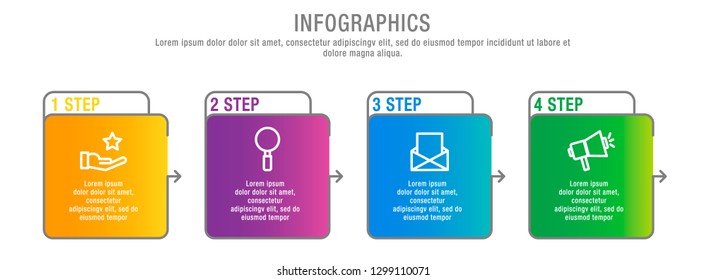 Modern 3D vector illustration. A rectangular infographic template with four elements, squares and percentages. Designed for business, presentations, web design, interface, charts with 4 steps.