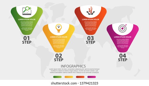 Modern 3D vector illustration. Timeline process chart infographic template with four elements, box, options. Designed for business, banner, presentations, web design, interfaces, diagrams with 4 steps