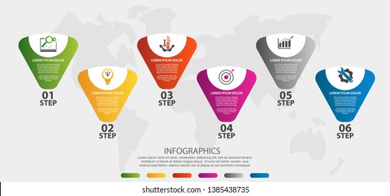 Modern 3D vector illustration. Timeline process chart infographic template with six elements, box, options. Designed for business, banner, presentations, web design, interfaces, diagrams with 6 steps