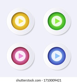 Modern 3D vector website play button colourful icons