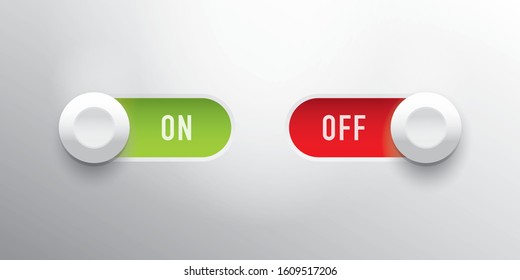 Modern 3D Web Vector Illustration, On Off Button