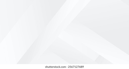 Modern 3D white geometric abstract background overlap layer on bright space art simple