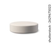 A modern 3D white podium with round base and shadows. Perfect for product display, award ceremony, presentation, or competition scene. Realistic, abstract, and isolated for web or graphic use.