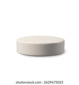 Um pódio branco 3D moderno com base redonda e sombras. Perfeito para exibição de produtos, cerimônia de premiação, apresentação ou cenário de competição. Realista, abstrata e isolada para uso gráfico ou na Web.