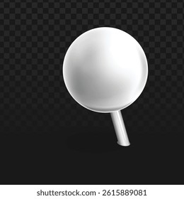 Modern 3D white pushpin vectors with spherical heads and metallic pins on transparent checkered background. Perfect for digital maps, UI designs, and presentations. Clean minimalist pins