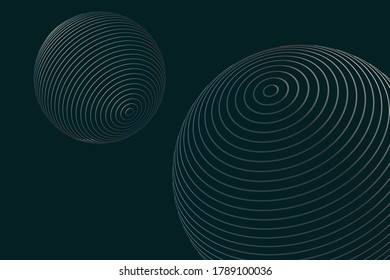 Modern 3d wireframe vector design. Sphere with connected lines. Abstract  grid illustration with dark green colors