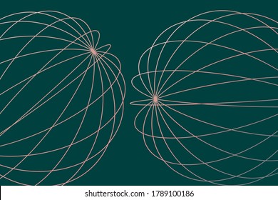Modern 3d wireframe vector design. Sphere with connected lines. Abstract  grid illustration with dark green colors