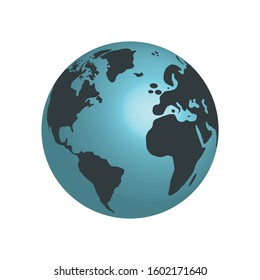 Modern 3d world map concept isolated on background. World planet, vector earth sphere illustration
