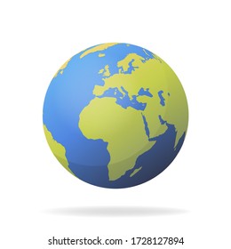 Modern 3d world map concept isolated on white background. World planet, vector earth sphere illustration.