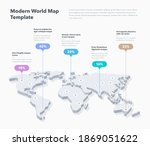 Modern 3d world map infographic template with colorful pointer marks. Easy to use for your design or presentation.