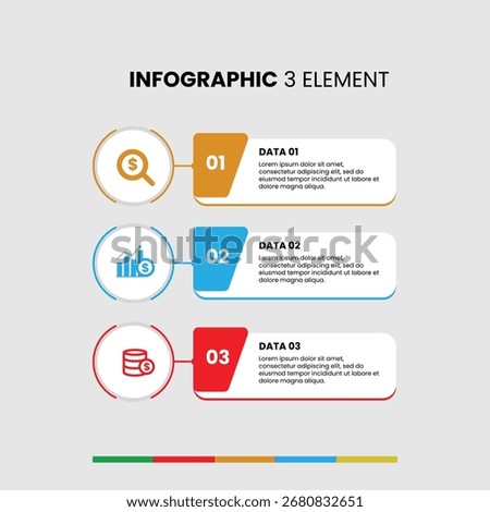 Modern 3-step vertical infographic template. Ideal for presenting key points, a business process, or a list of options. Fully editable vector