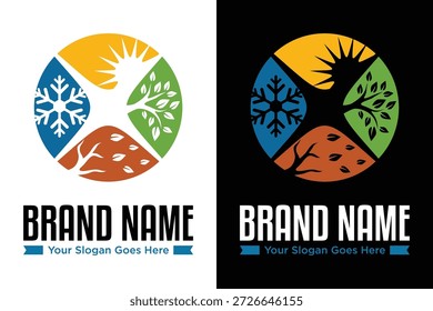 modern 4 four seasons vector with symbol of Winter Spring Summer Autumn sign element illustration logo design