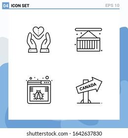 Modern 4 Line style icons. Outline Symbols for general use. Creative Line Icon Sign Isolated on White Background. 4 Icons Pack.