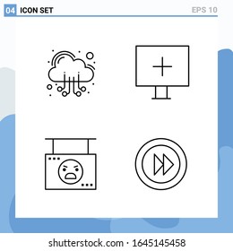 Modern 4 Line style icons. Outline Symbols for general use. Creative Line Icon Sign Isolated on White Background. 4 Icons Pack.
