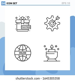Modern 4 Line style icons. Outline Symbols for general use. Creative Line Icon Sign Isolated on White Background. 4 Icons Pack.