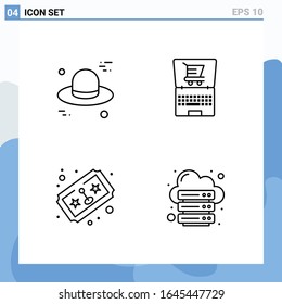 Modern 4 Line style icons. Outline Symbols for general use. Creative Line Icon Sign Isolated on White Background. 4 Icons Pack.