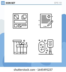 Modern 4 Line style icons. Outline Symbols for general use. Creative Line Icon Sign Isolated on White Background. 4 Icons Pack.