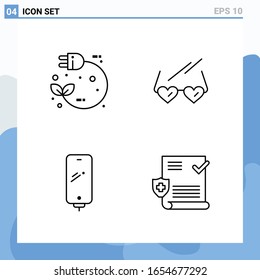 Modern 4 Line style icons. Outline Symbols for general use. Creative Line Icon Sign Isolated on White Background. 4 Icons Pack.