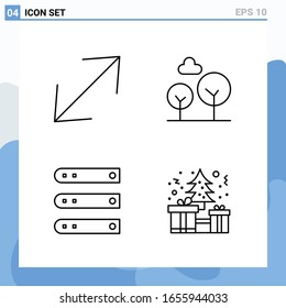 Modern 4 Line style icons. Outline Symbols for general use. Creative Line Icon Sign Isolated on White Background. 4 Icons Pack.