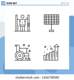 Modern 4 Line style icons. Outline Symbols for general use. Creative Line Icon Sign Isolated on White Background. 4 Icons Pack.