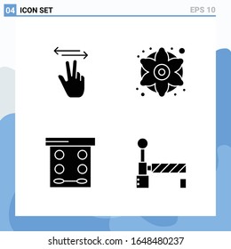 Modern 4 solid style icons. Glyph Symbols for general use. Creative Solid Icon Sign Isolated on White Background. 4 Icons Pack.