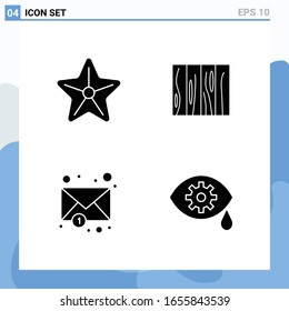 Modern 4 solid style icons. Glyph Symbols for general use. Creative Solid Icon Sign Isolated on White Background. 4 Icons Pack.