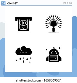 Modern 4 solid style icons. Glyph Symbols for general use. Creative Solid Icon Sign Isolated on White Background. 4 Icons Pack.